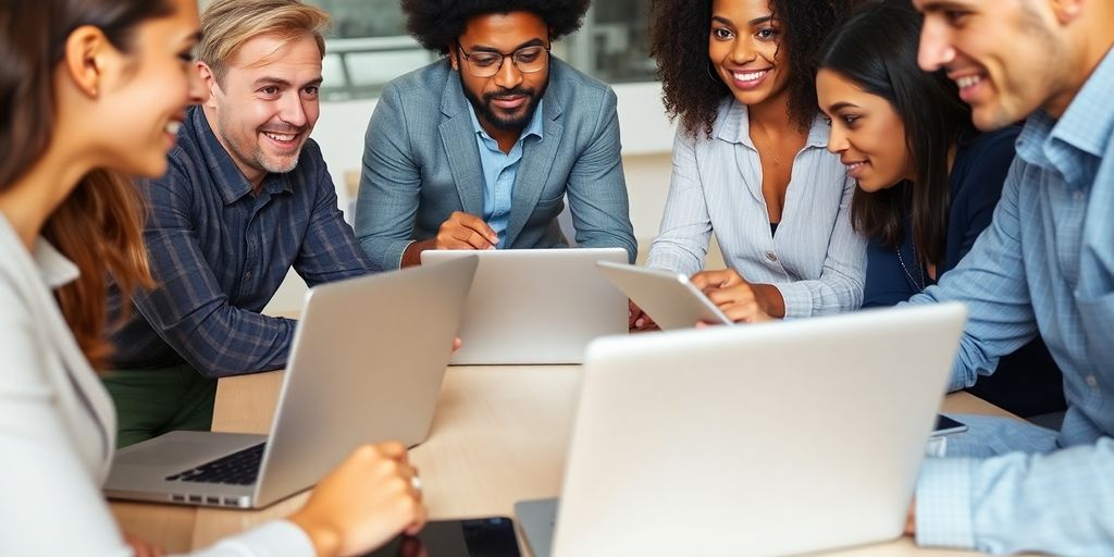 Menschen diskutieren Preisvergleichsportale am Tisch.